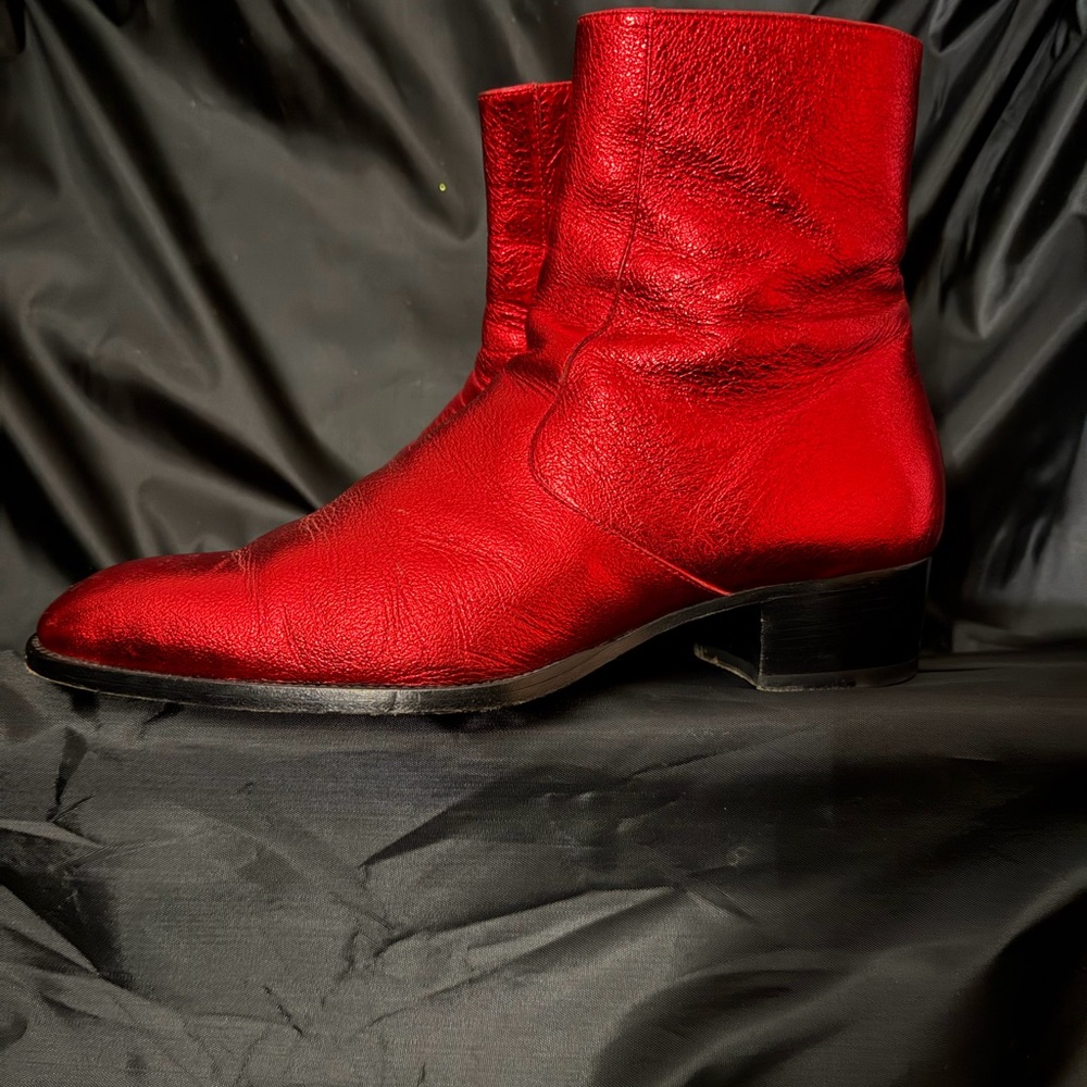 Saint Laurent Vibrant Red Men's Leather Boots
